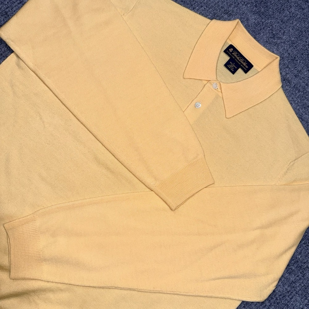 Brooks Brothers Men's Extra Fine Italian Merino Wool Sweater Yellow Large